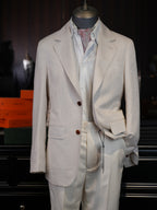 Beige Cotton Linen Casual Blazer For Gentlemen | In-House High-End Manufactory