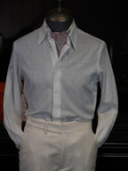Men’s Breathable Cool White 100% Linen Point Collar Long Sleeve Dress Shirt, Lightweight Summer Linen Shirt