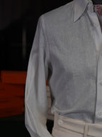 Men’s Breathable Cool White 100% Linen Point Collar Long Sleeve Dress Shirt, Lightweight Summer Linen Shirt