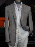 Prince check wool blazer with notched collar