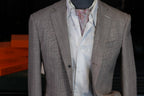 Prince check wool blazer with notched collar