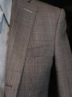 Prince check wool blazer with notched collar