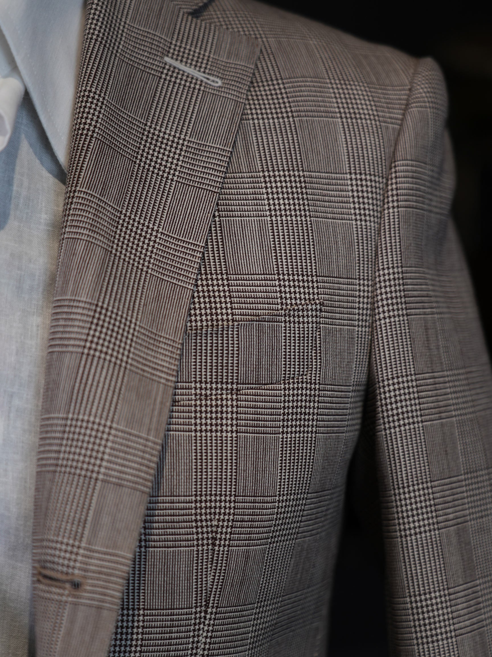 Prince check wool blazer with notched collar