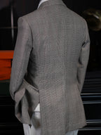 Prince check wool blazer with notched collar