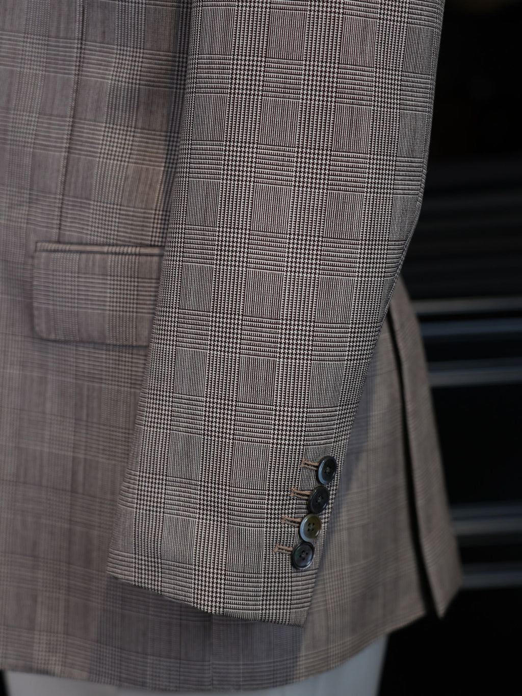 Prince check wool blazer with notched collar