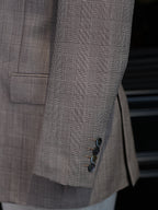 Prince check wool blazer with notched collar