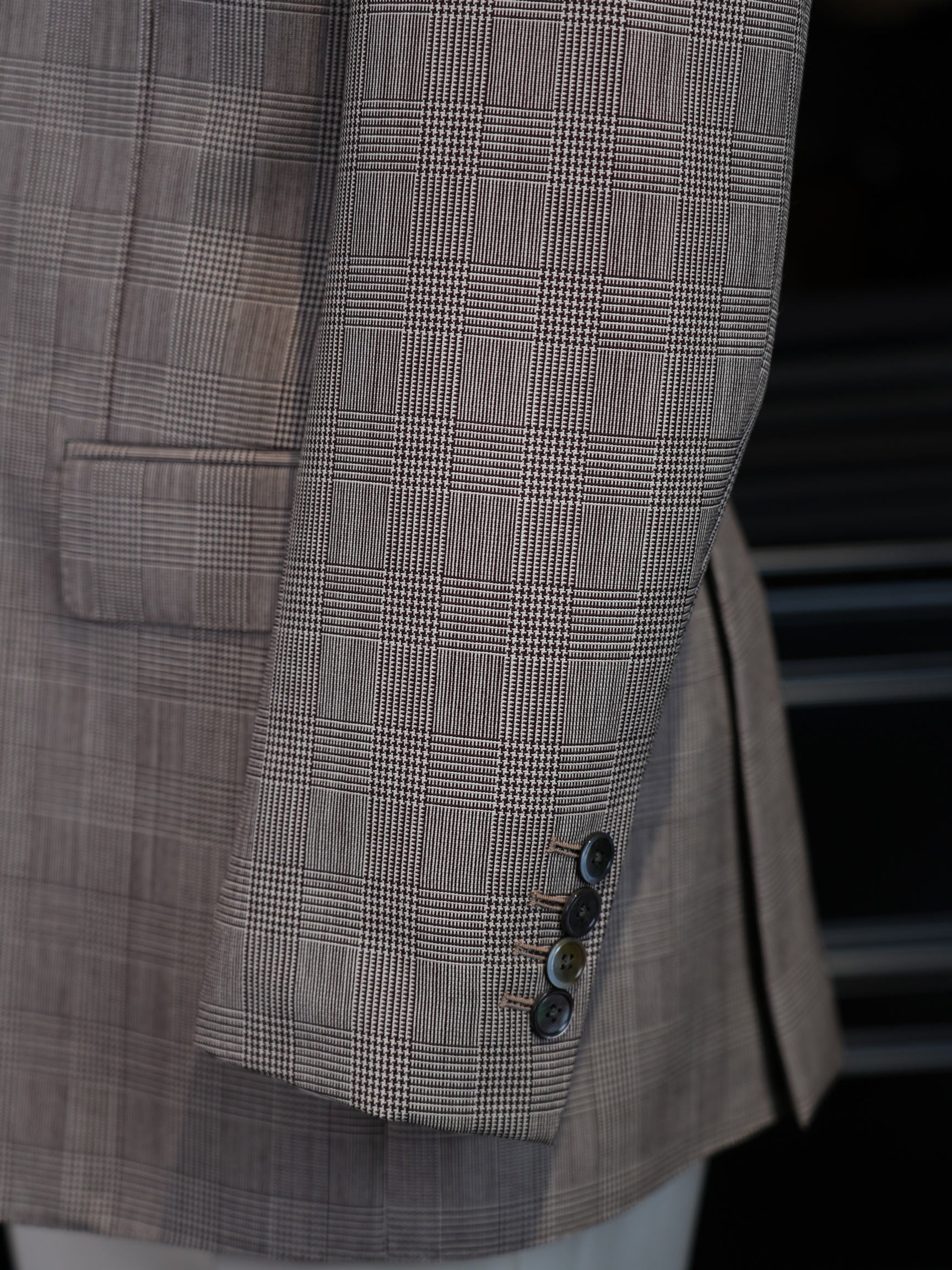 Prince check wool blazer with notched collar