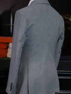 Grey Fine Vertical Stripe Pure Wool Unstructured Blazer