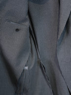 Grey Fine Vertical Stripe Pure Wool Unstructured Blazer