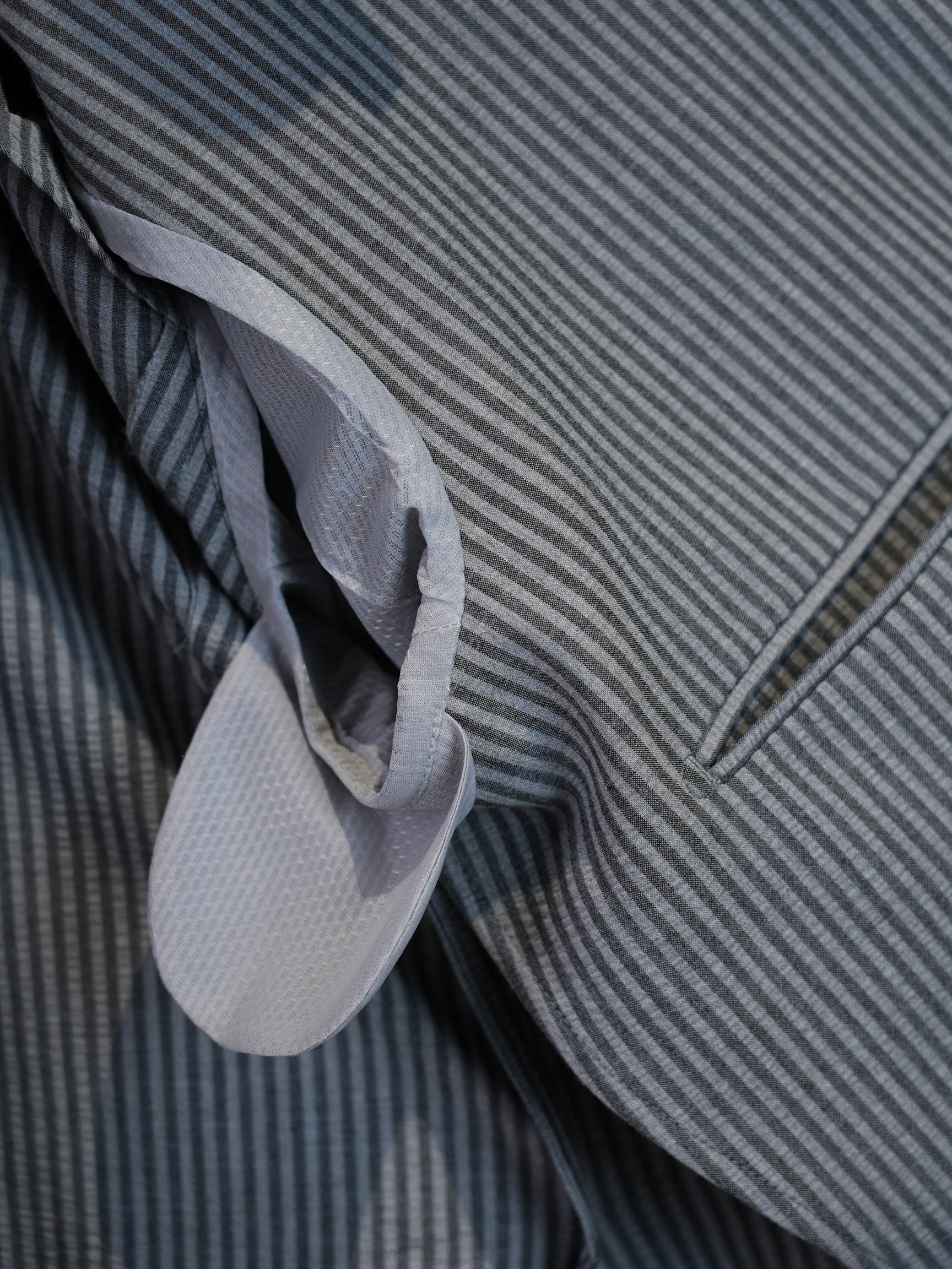 Grey Fine Vertical Stripe Pure Wool Unstructured Blazer