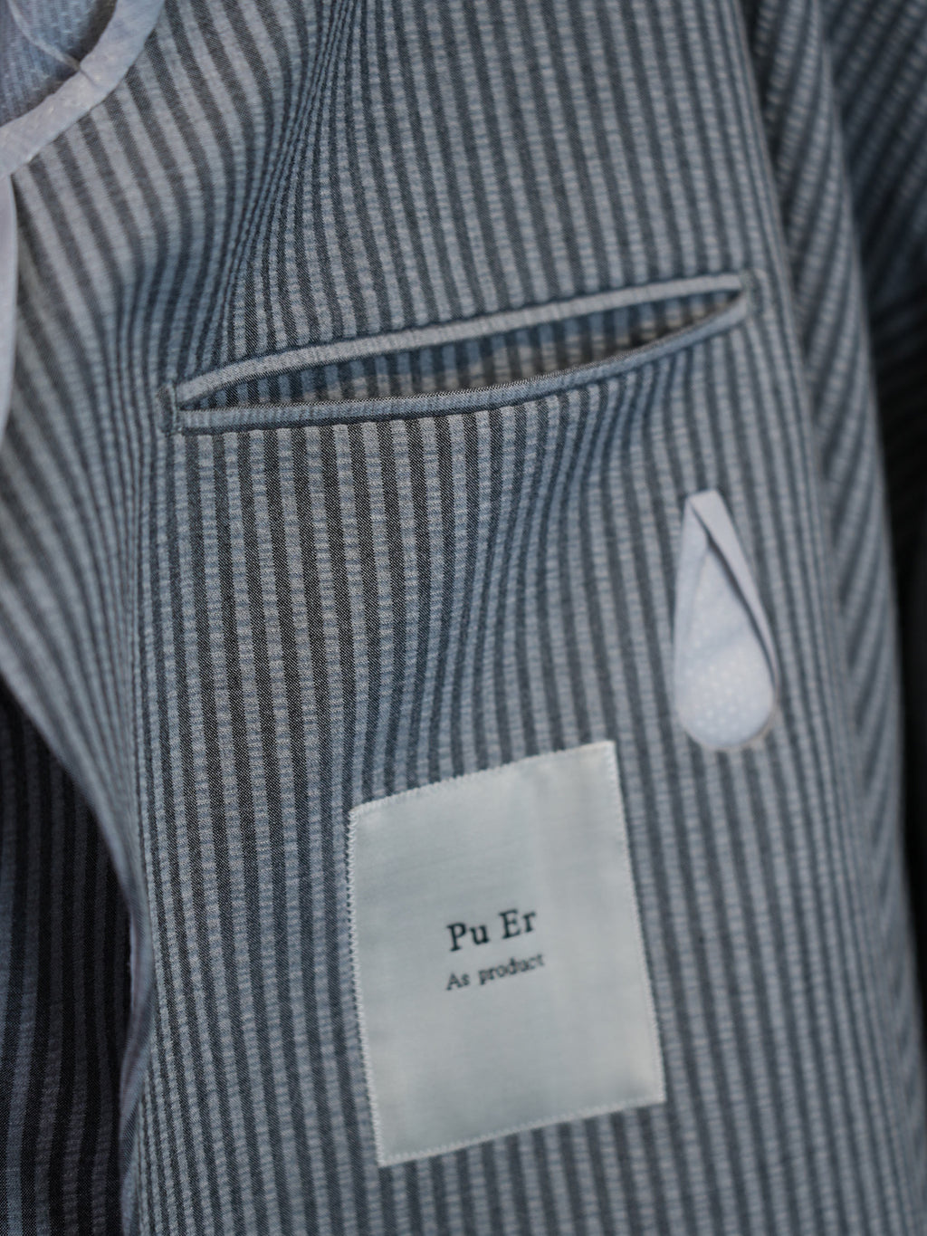 Grey Fine Vertical Stripe Pure Wool Unstructured Blazer