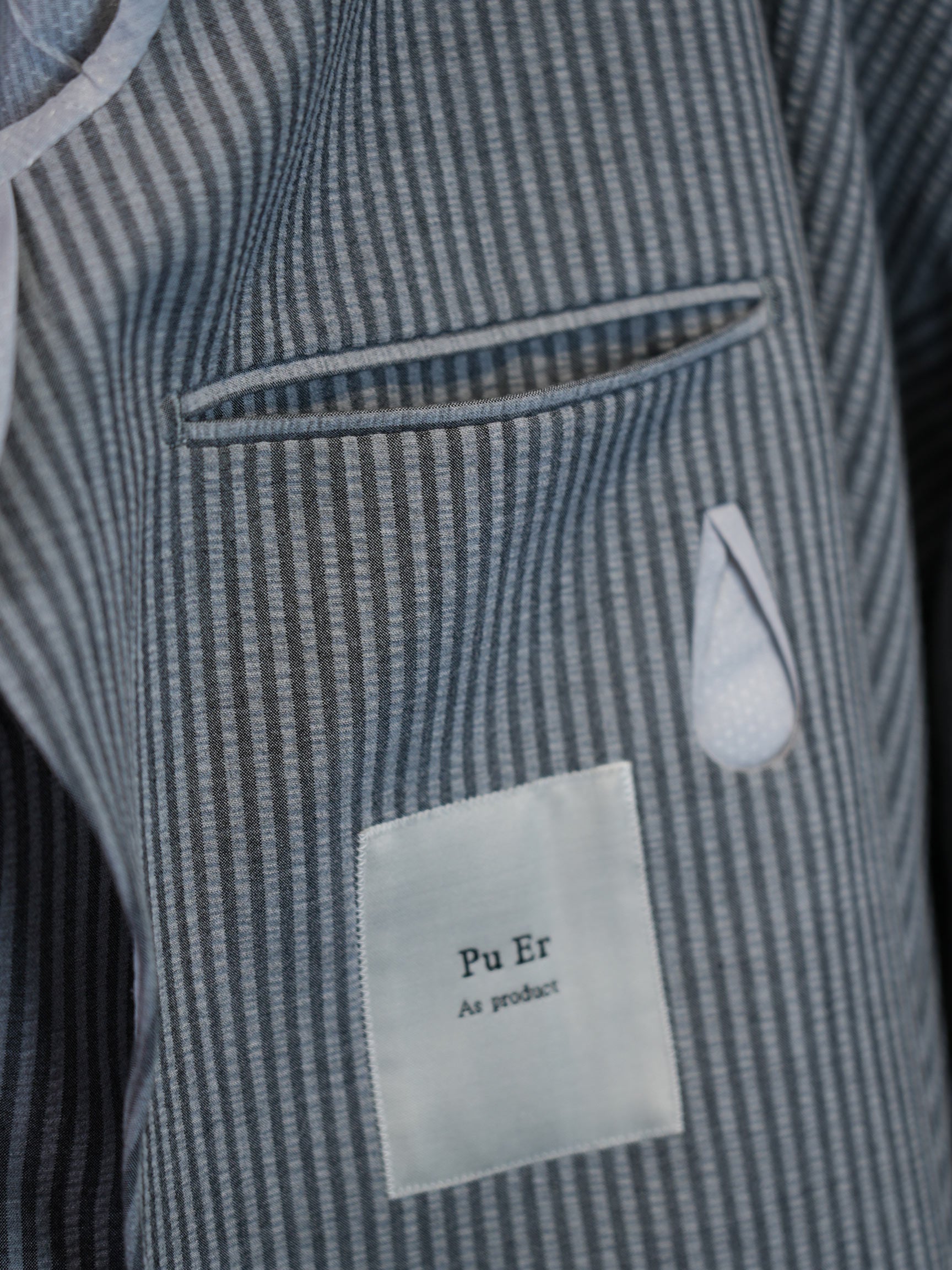 Grey Fine Vertical Stripe Pure Wool Unstructured Blazer