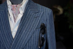 Men’s Double Breasted Blue Pinstripe Blazer, 100% Pure Italian Linen Summer Sport Coat