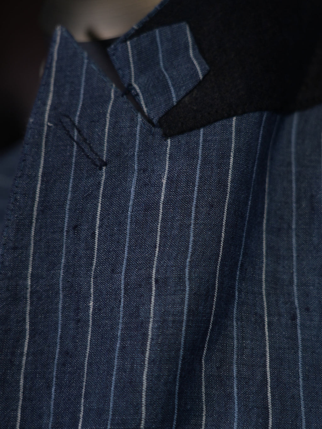 Men’s Double Breasted Blue Pinstripe Blazer, 100% Pure Italian Linen Summer Sport Coat