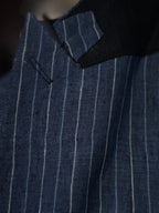 Men’s Double Breasted Blue Pinstripe Blazer, 100% Pure Italian Linen Summer Sport Coat