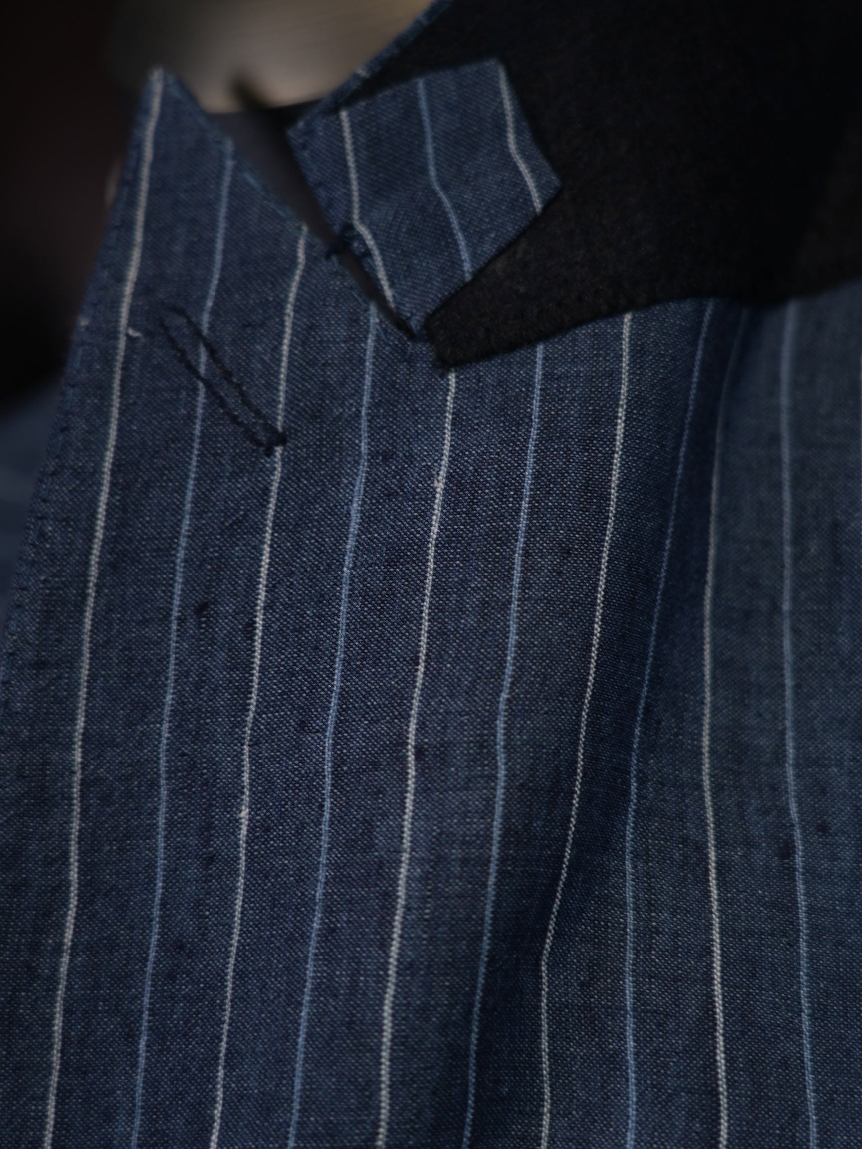Men’s Double Breasted Blue Pinstripe Blazer, 100% Pure Italian Linen Summer Sport Coat