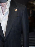 Navy Super Fine 100% Wool Striped Blazer | Premium Tailored Single Suit Jacket from Our Own Factory