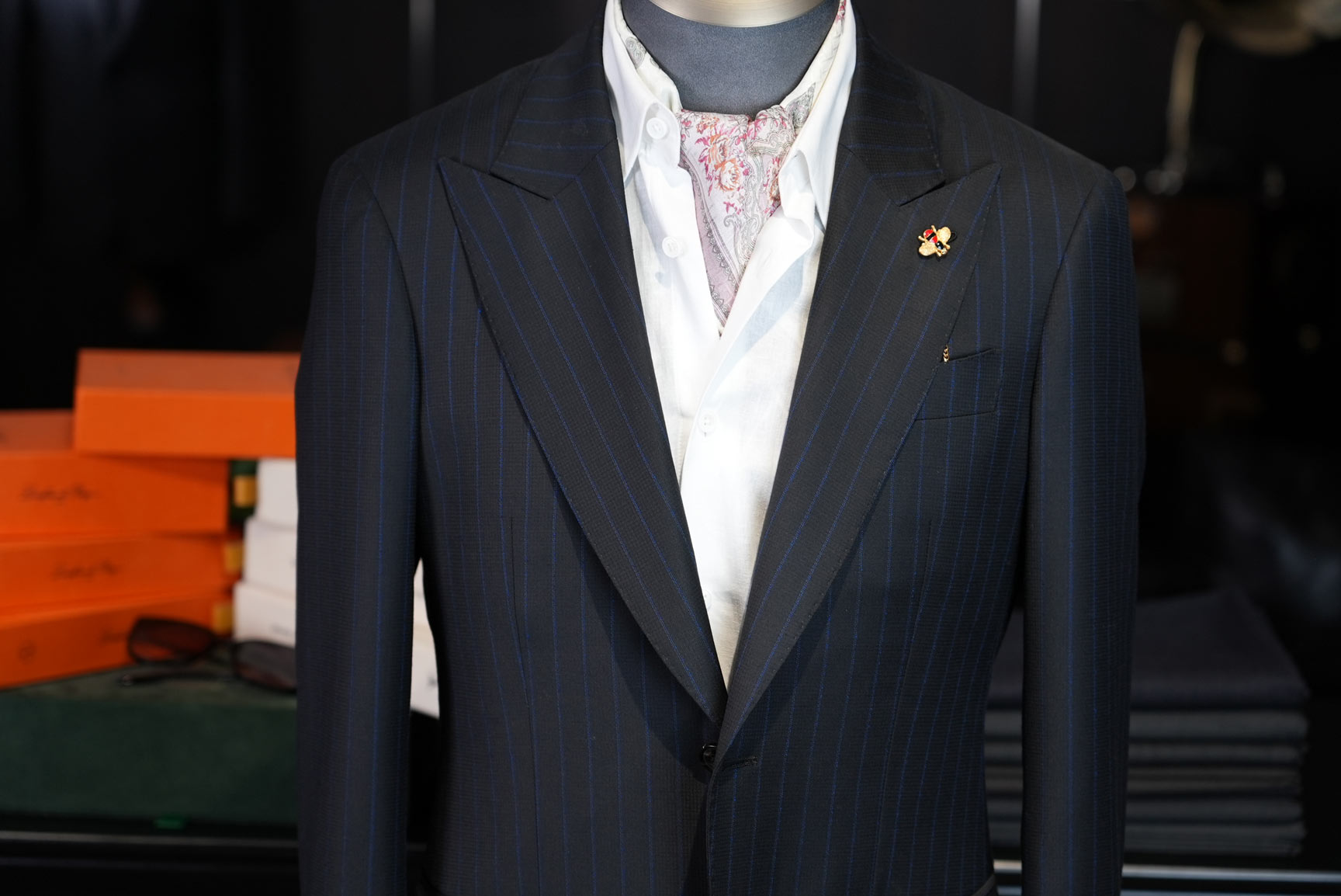 Navy Super Fine 100% Wool Striped Blazer | Premium Tailored Single Suit Jacket from Our Own Factory