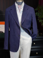 Men's Deep Blue Linen Cotton Casual Blazer | Notch Lapel 50% Linen 50% Cotton Sport Jacket