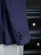 Men's Deep Blue Linen Cotton Casual Blazer | Notch Lapel 50% Linen 50% Cotton Sport Jacket