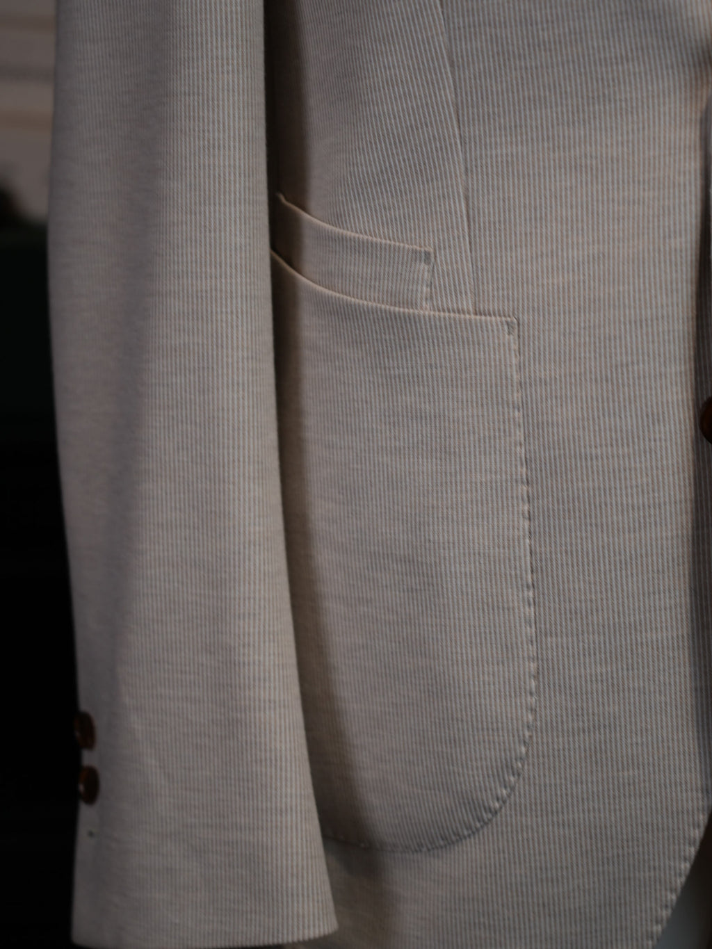 Light apricot ribbed knit casual blazer