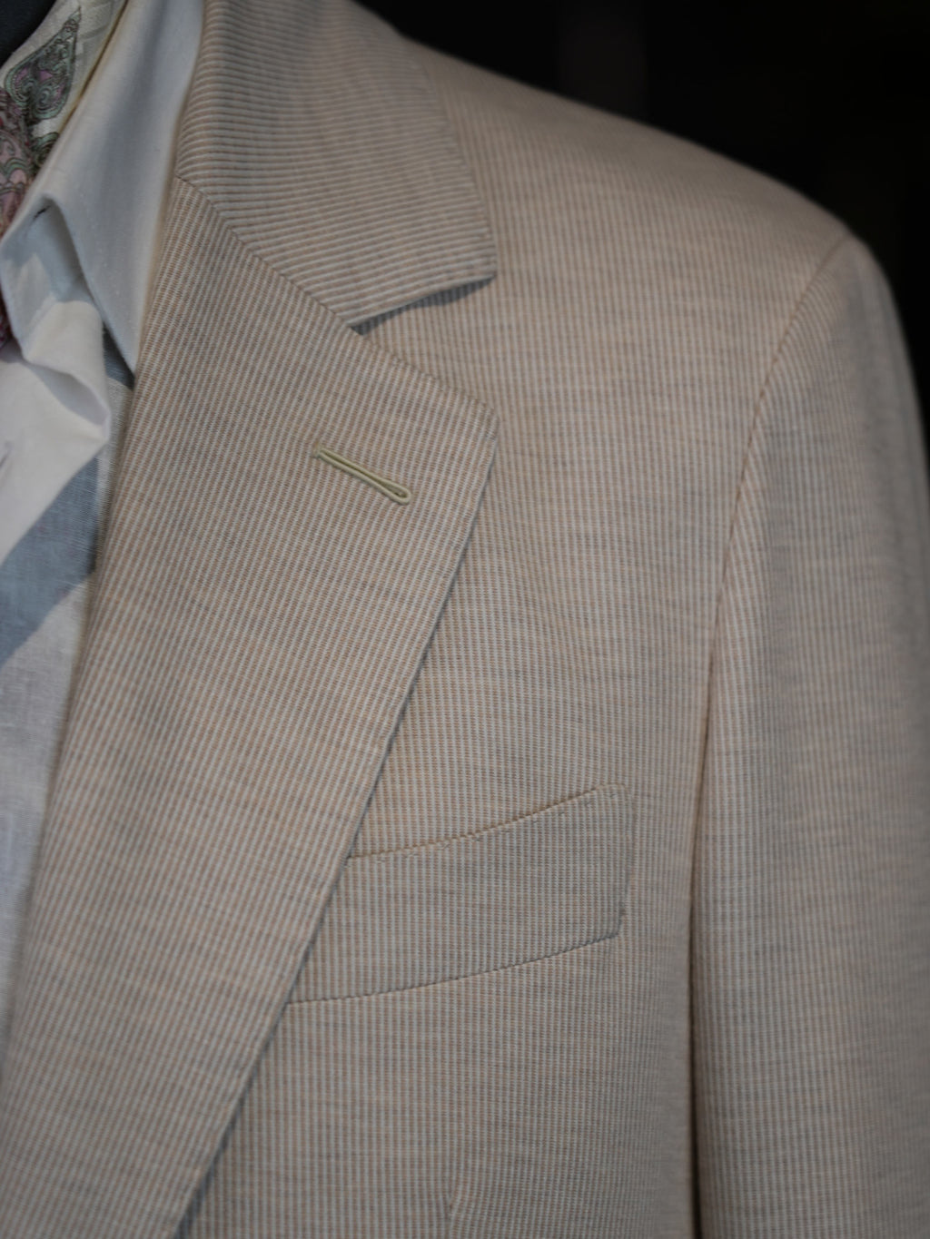 Light apricot ribbed knit casual blazer