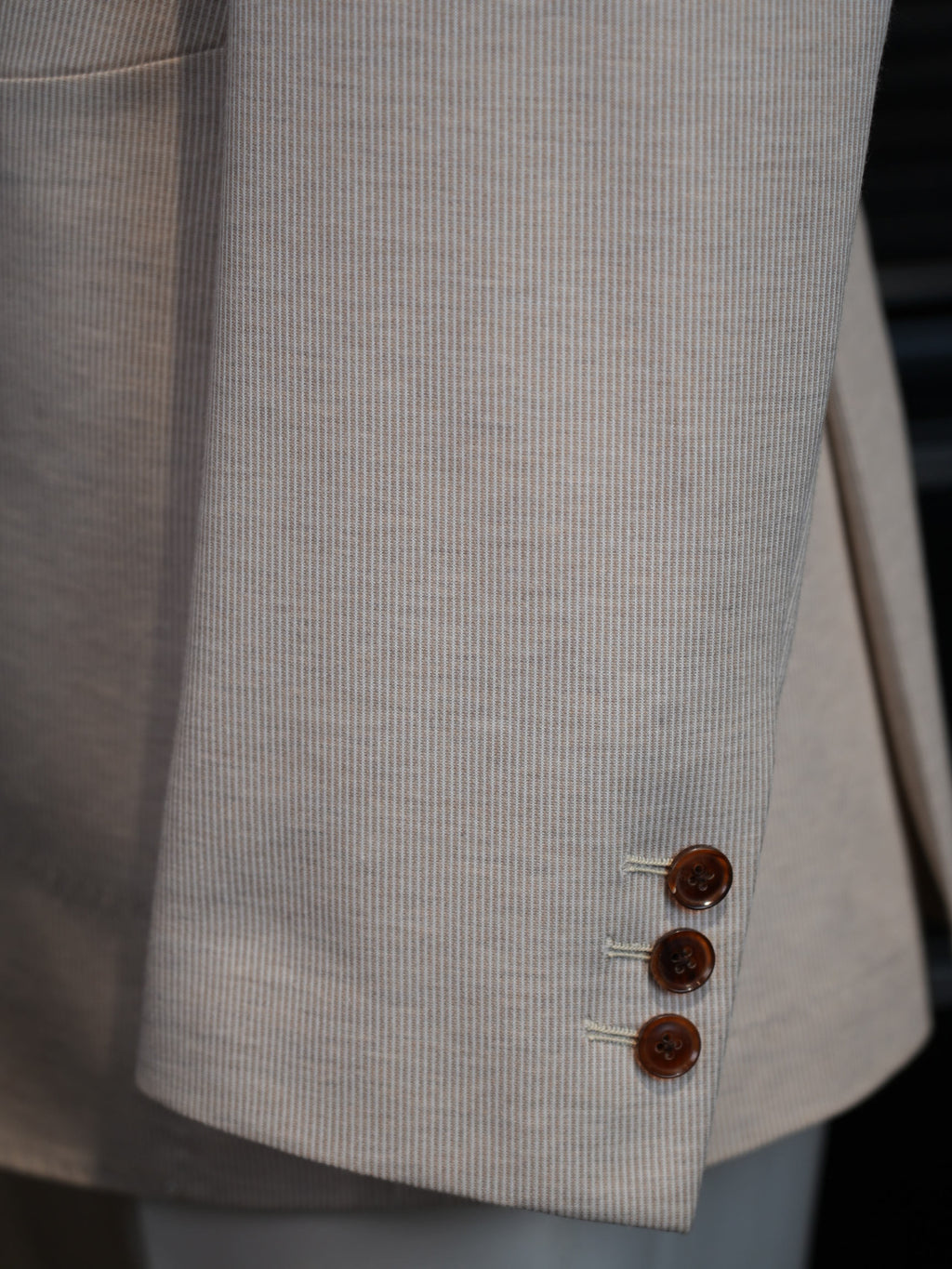 Light apricot ribbed knit casual blazer