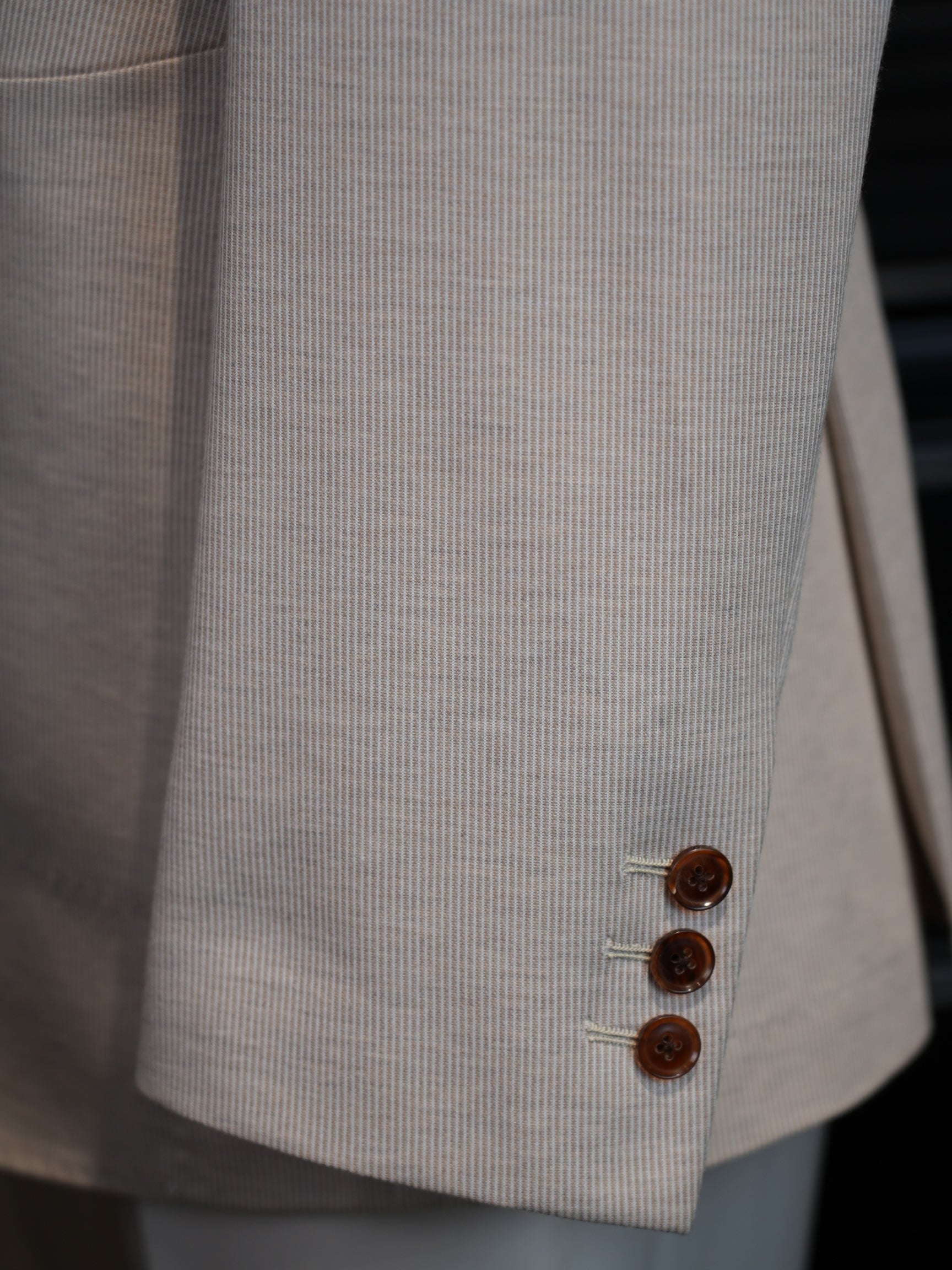 Light apricot ribbed knit casual blazer