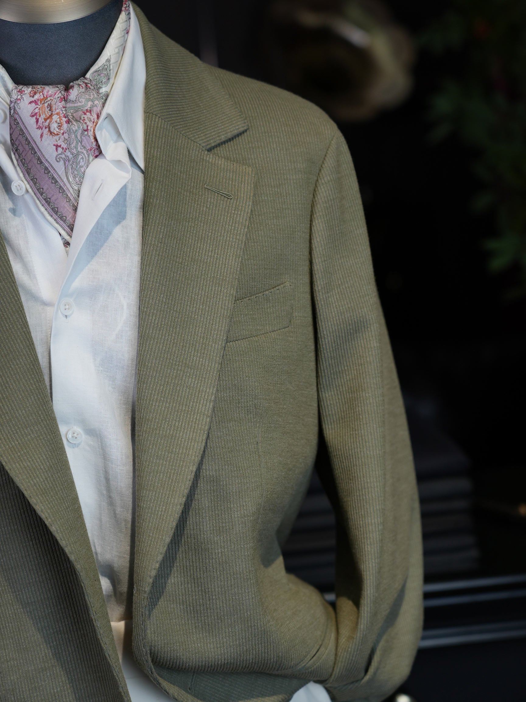 Sage Green Fine Stripe Unstructured Blazer | Premium Wool Casual Suit Jacket for Singapore Gentlemen