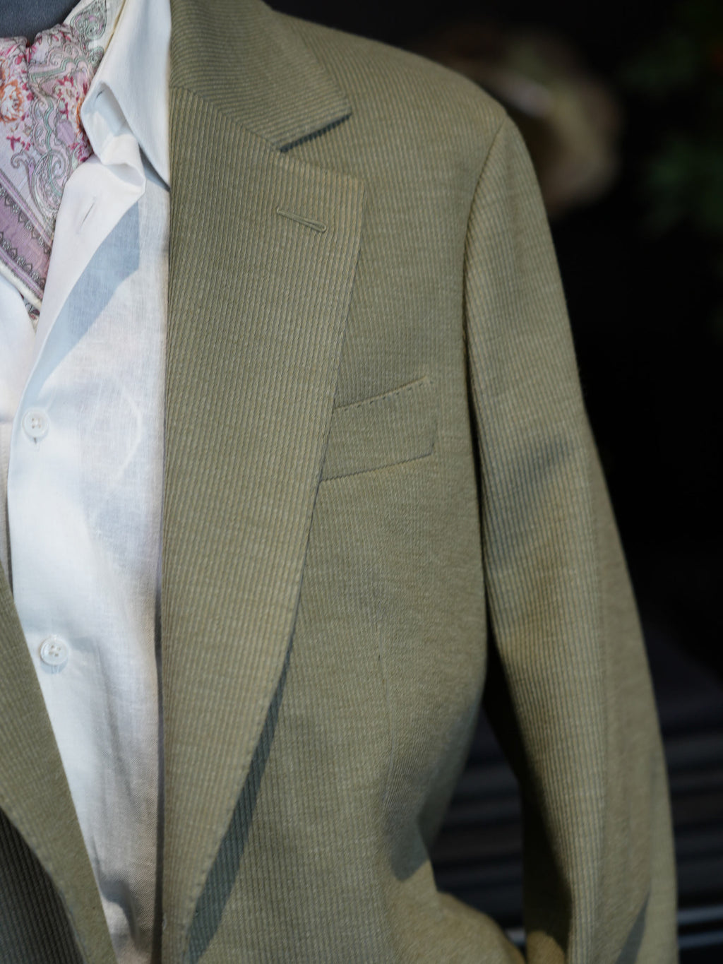 Sage Green Fine Stripe Unstructured Blazer | Premium Wool Casual Suit Jacket for Singapore Gentlemen