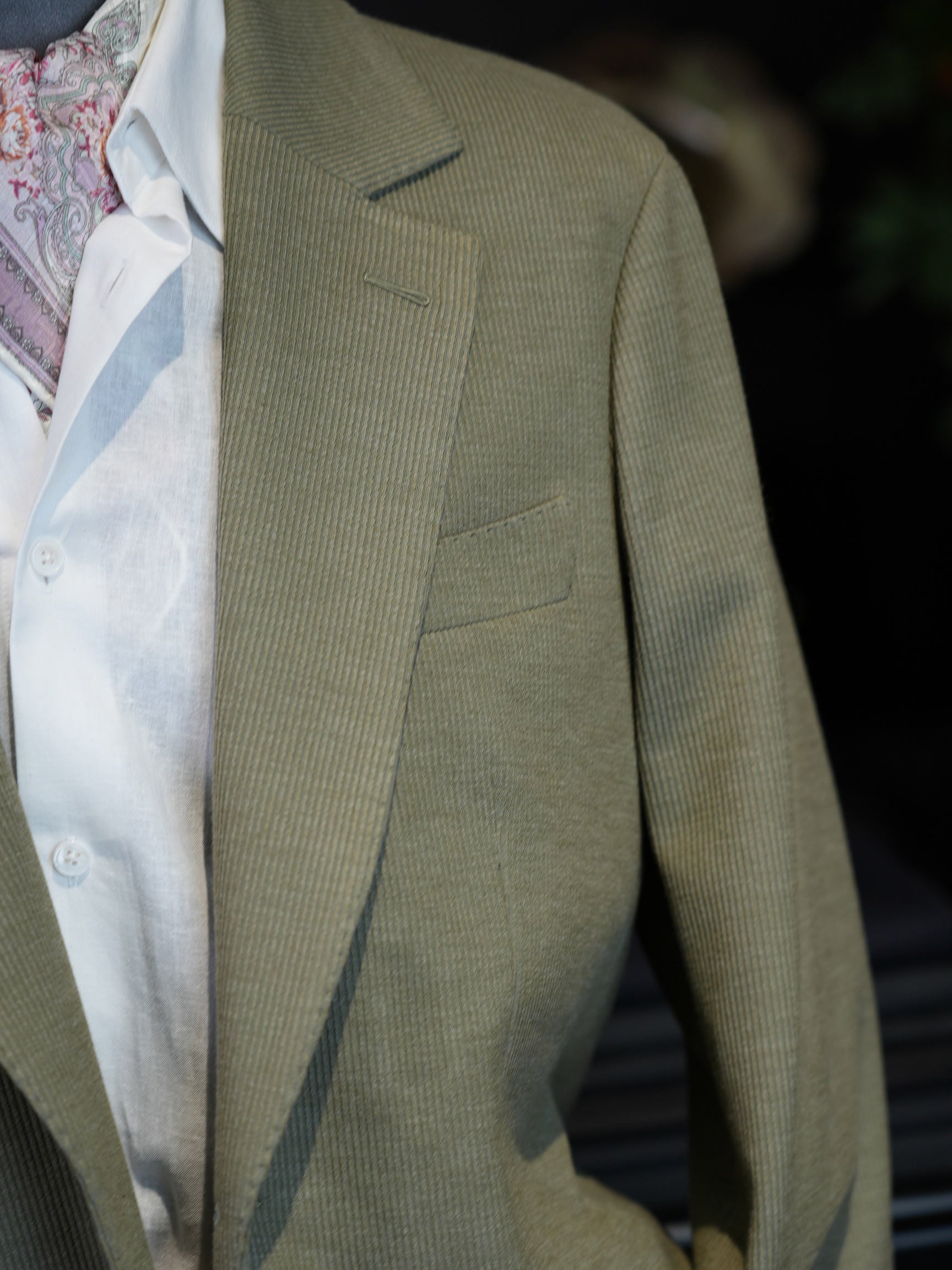Sage Green Fine Stripe Unstructured Blazer | Premium Wool Casual Suit Jacket for Singapore Gentlemen