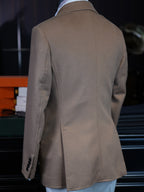 Camel Heavyweight 100% Wool Double-Breasted Blazer | Bespoke Designer Jacket from Our Own Factory