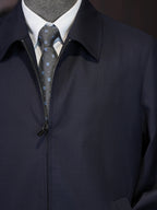 Men’s Navy 100% Pure Wool Business Executive Zip Jacket, Custom Tailored Fit for Black Men’s Broad Shoulders & Athletic Torso Premium Fine Wool Office Blouson