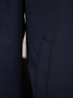 Men’s Navy 100% Pure Wool Business Executive Zip Jacket, Custom Tailored Fit for Black Men’s Broad Shoulders & Athletic Torso Premium Fine Wool Office Blouson