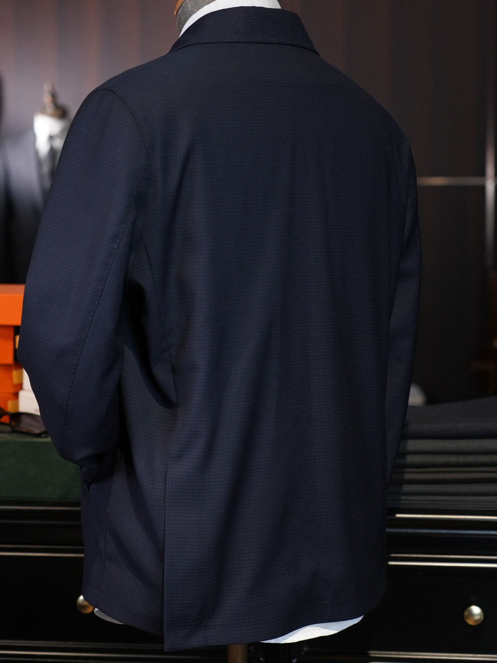 Men’s Navy 100% Pure Wool Business Executive Zip Jacket, Custom Tailored Fit for Black Men’s Broad Shoulders & Athletic Torso Premium Fine Wool Office Blouson