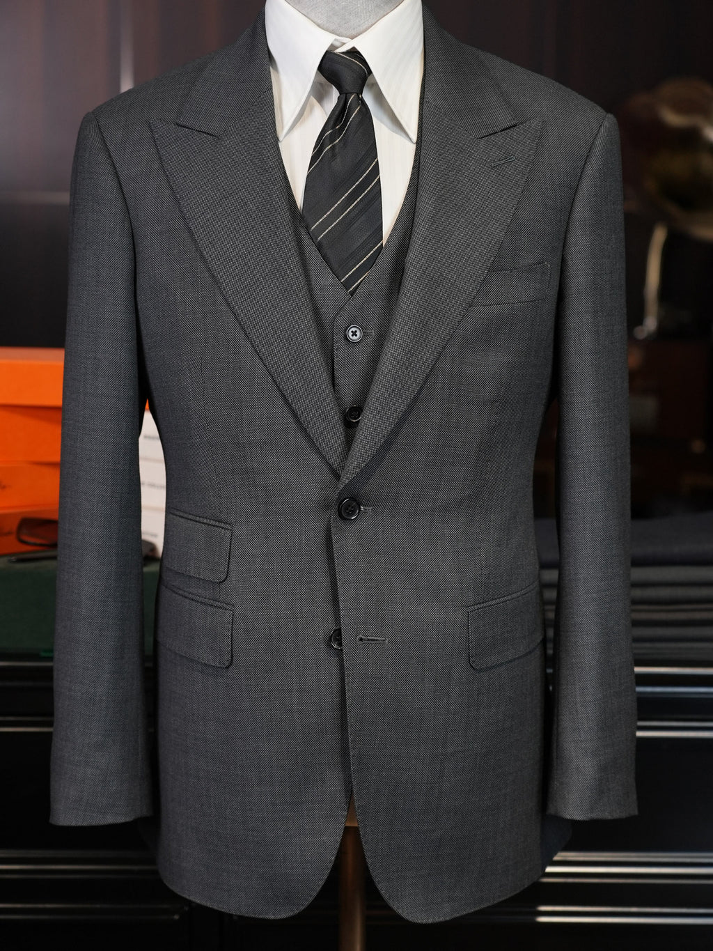Grey textured wool blazer