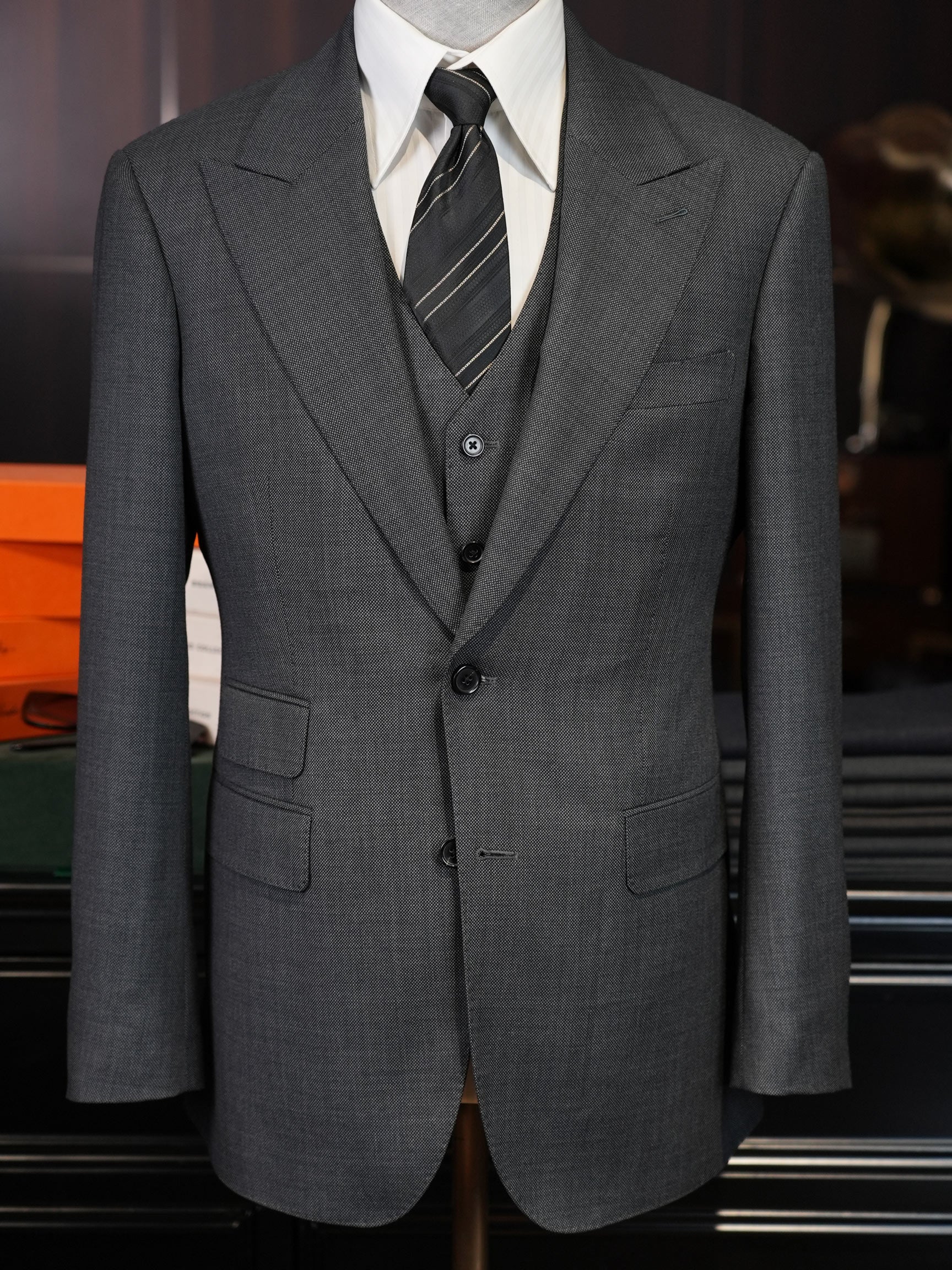 Grey textured wool blazer