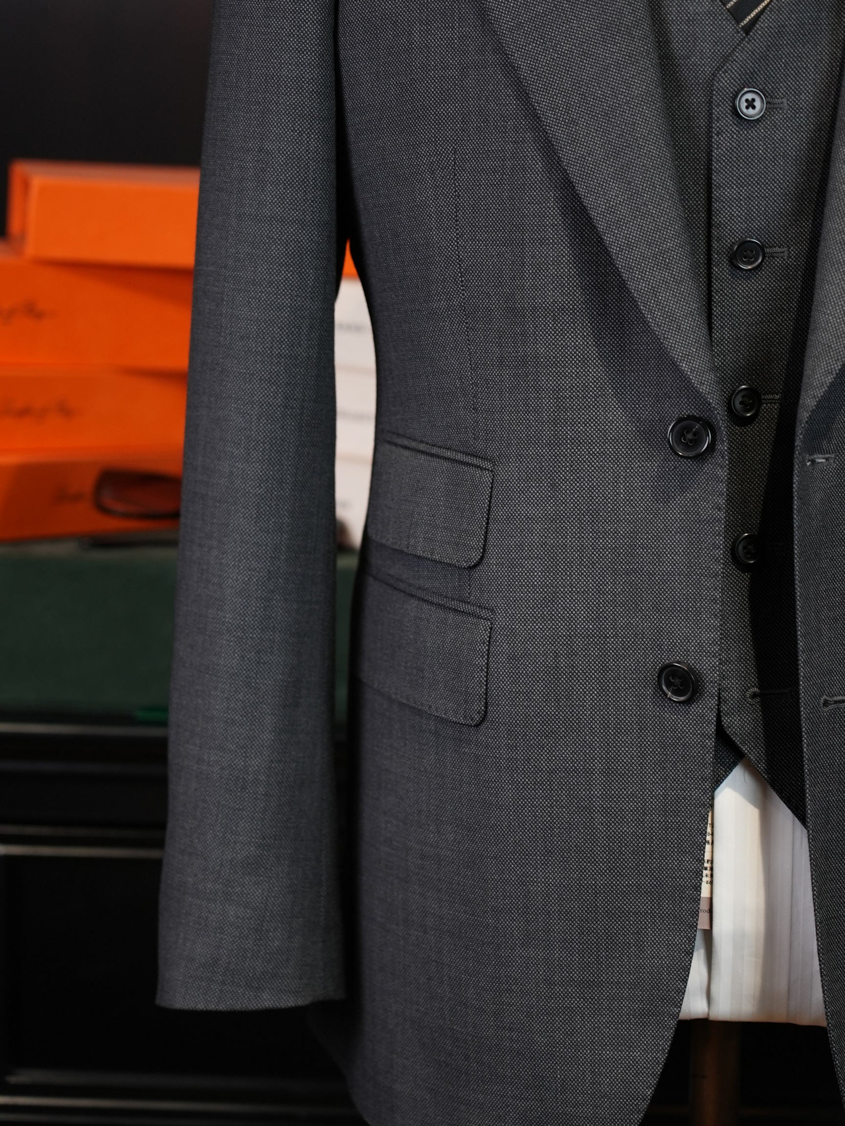 Grey textured wool blazer
