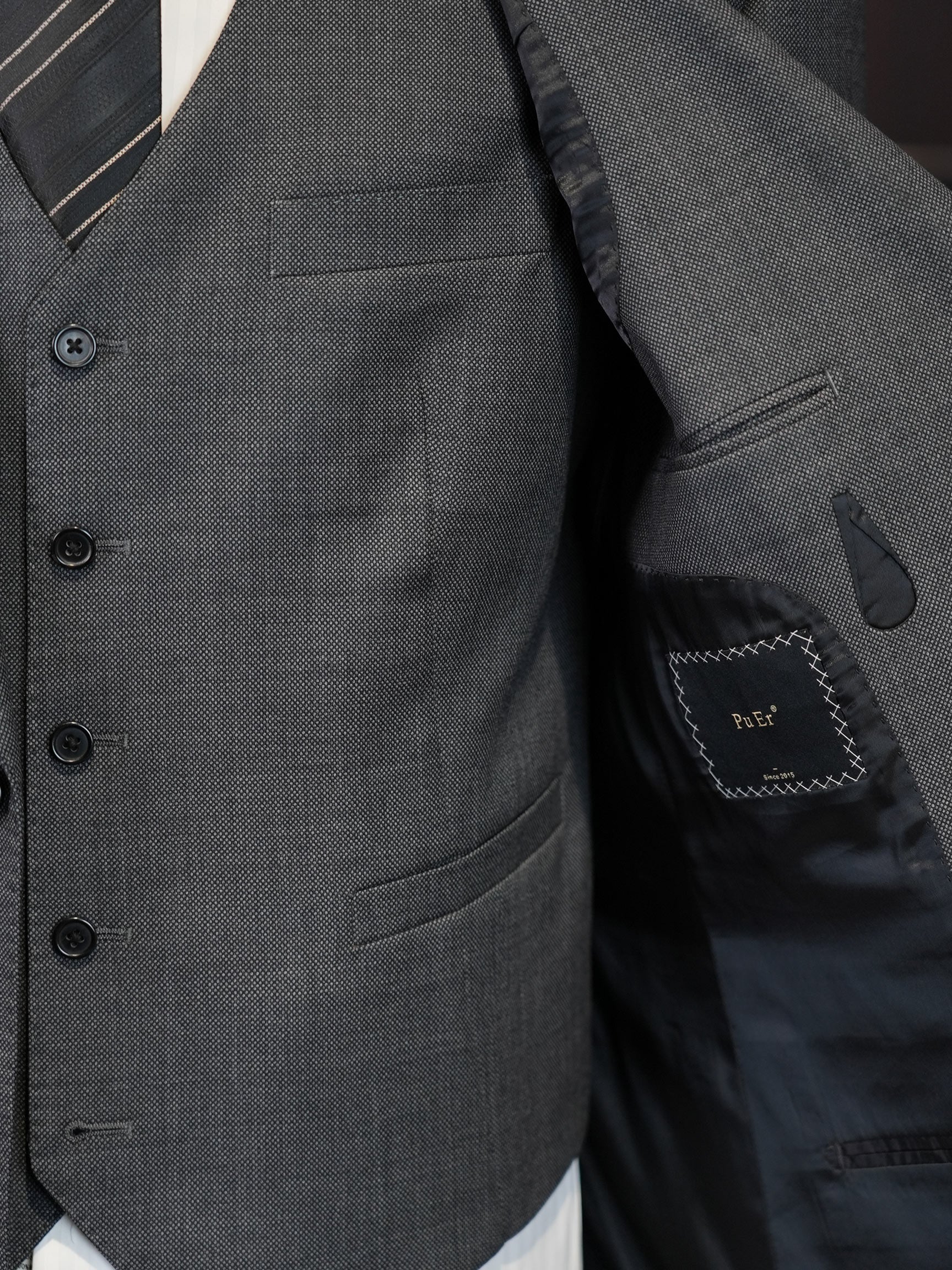 Grey textured wool blazer
