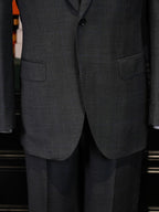 Men's Dark Grey Windowpane Blazer | Notch Lapel 100% Pure Wool Single Breasted Sport Coat