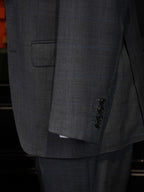 Men's Dark Grey Windowpane Blazer | Notch Lapel 100% Pure Wool Single Breasted Sport Coat