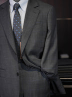 Men's Dark Grey Windowpane Blazer | Notch Lapel 100% Pure Wool Single Breasted Sport Coat