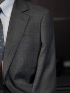 Men's Dark Grey Windowpane Blazer | Notch Lapel 100% Pure Wool Single Breasted Sport Coat