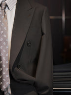 Men's Dark Brown Double-Breasted Peak Lapel Sport Coat | 100% Pure Wool Blazer