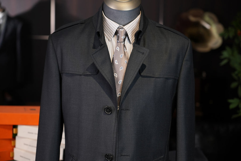 Men’s Dark Grey 100% Superfine Wool Casual Trench Coat, Custom Tailored Fit for Black Men’s Torso & Shoulder Proportions Mid-Length Luxury Wool Overcoat
