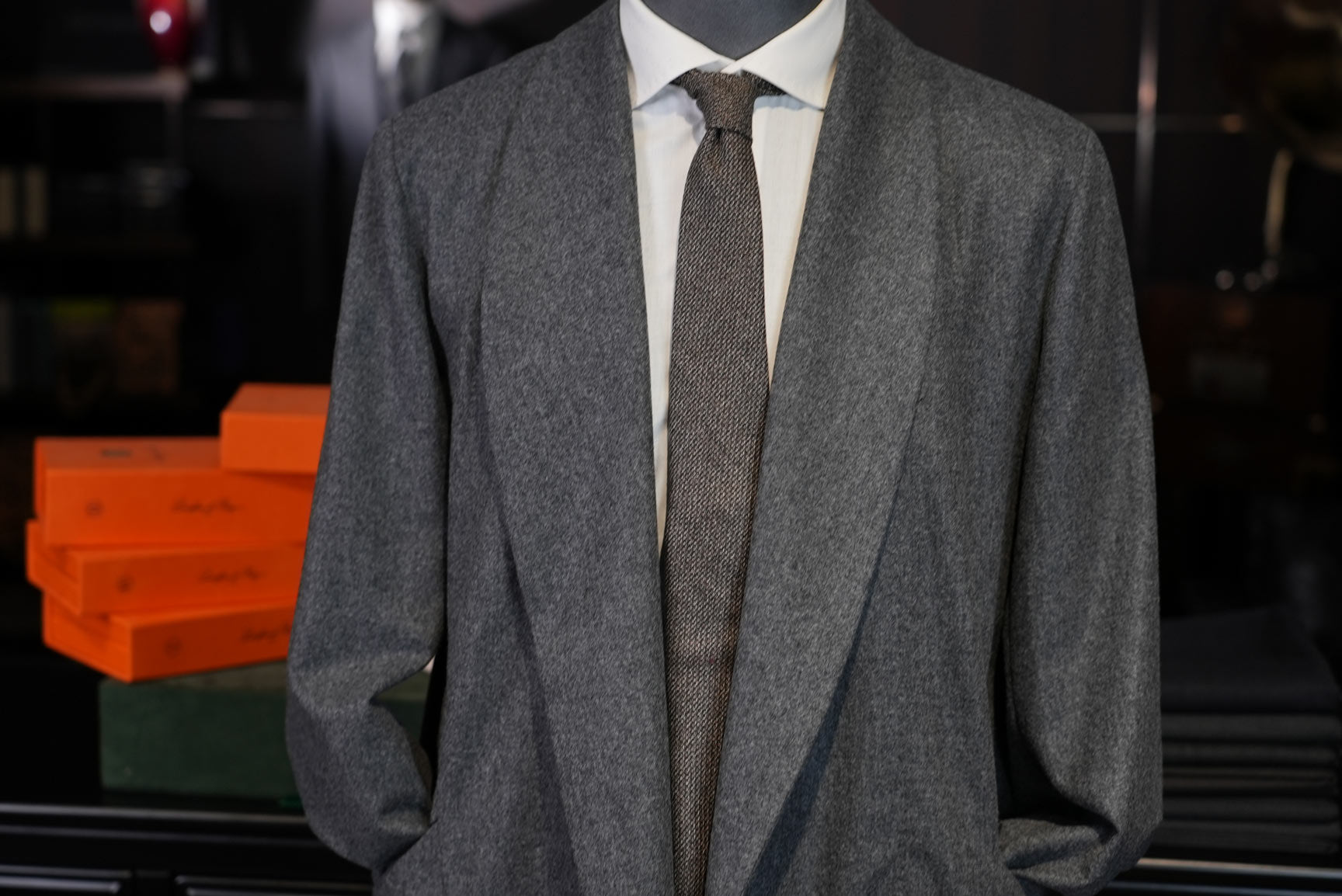 Men’s Grey Wool Blend Open Front Casual Jacket, 50% Wool 50% Polyester Soft Shawl Collar Relaxed Cardigan Coat for Smart Daily Wear