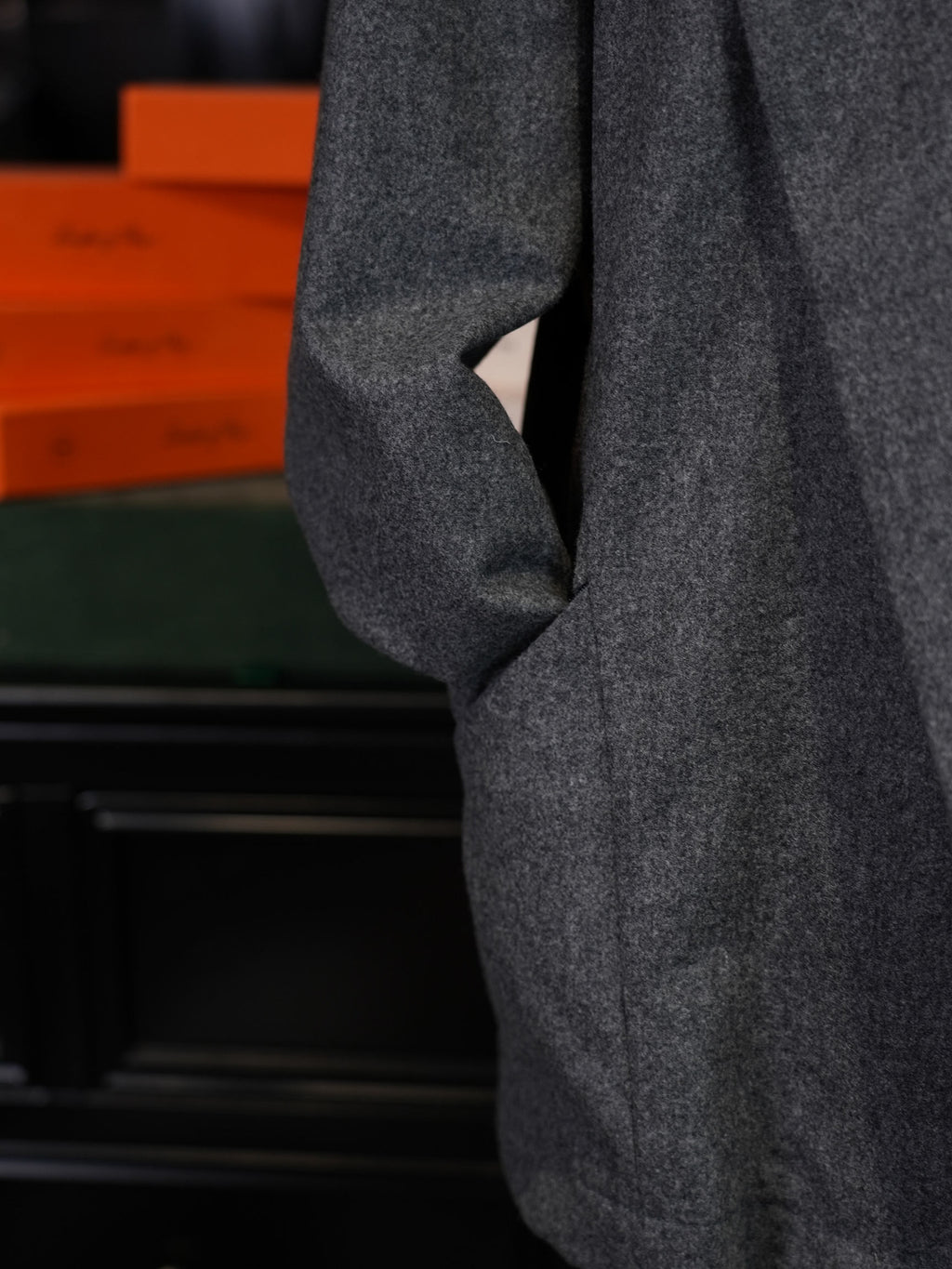 Men’s Grey Wool Blend Open Front Casual Jacket, 50% Wool 50% Polyester Soft Shawl Collar Relaxed Cardigan Coat for Smart Daily Wear