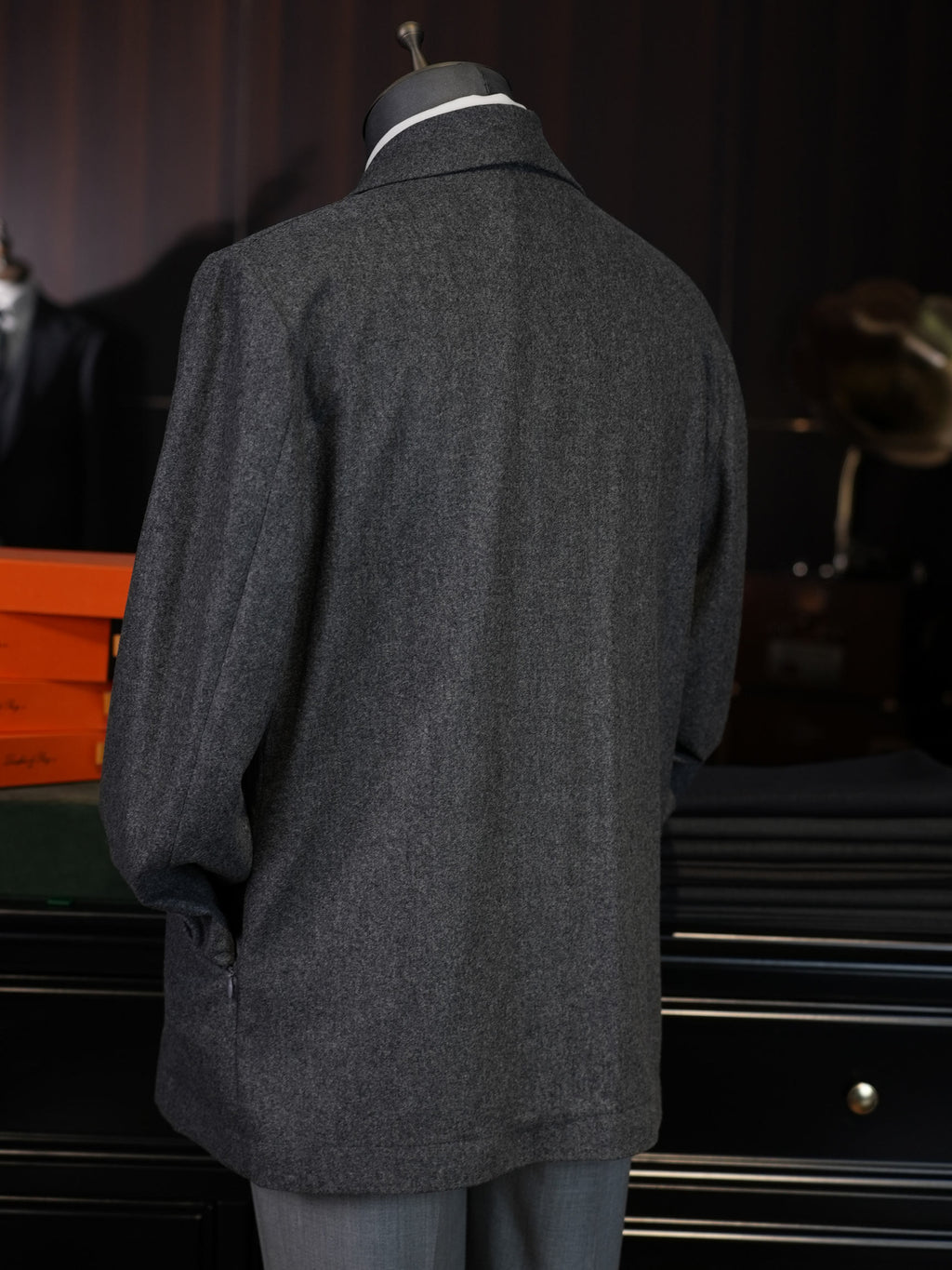 Men’s Grey Wool Blend Open Front Casual Jacket, 50% Wool 50% Polyester Soft Shawl Collar Relaxed Cardigan Coat for Smart Daily Wear
