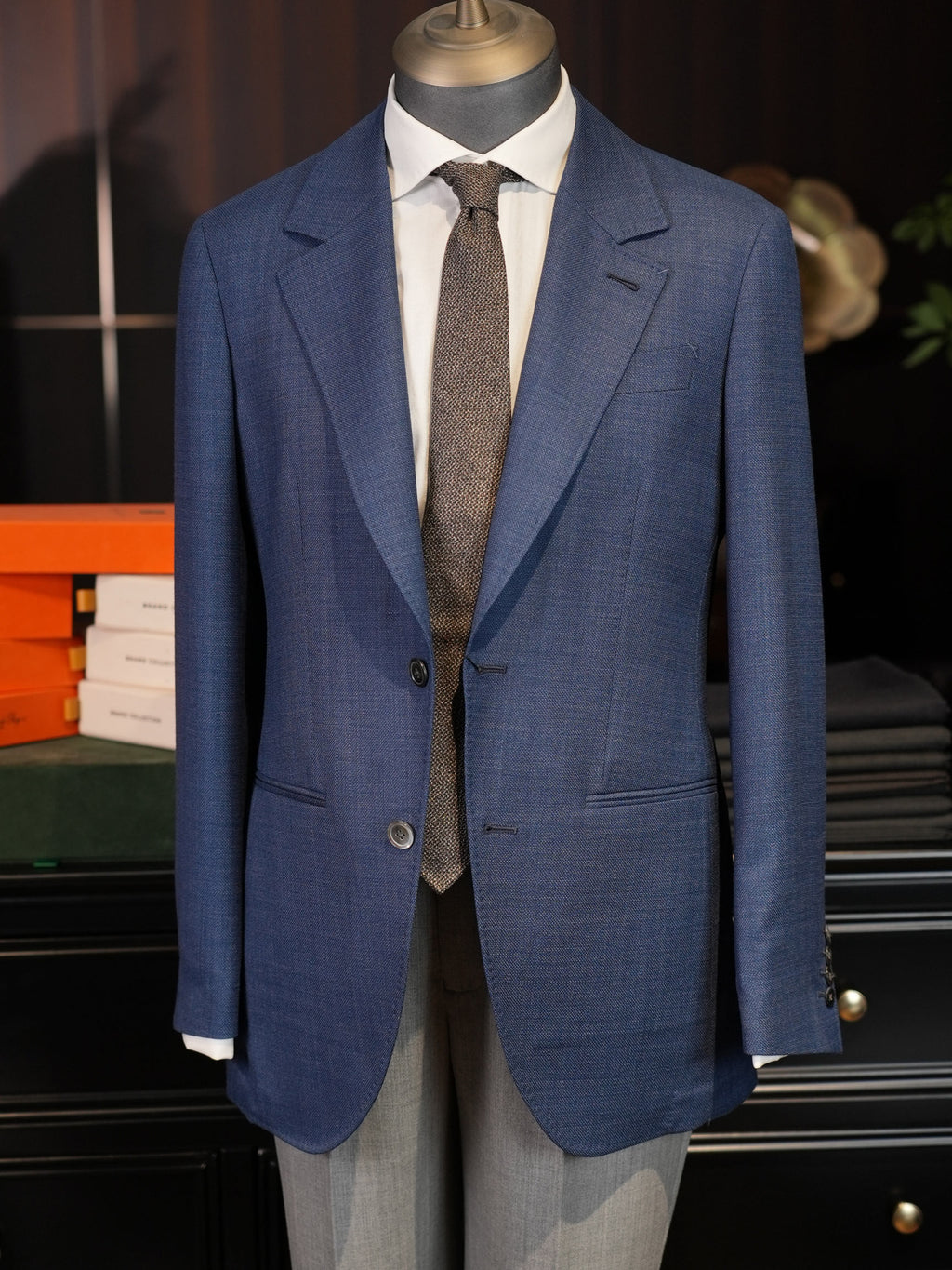 Men’s Solid Fine Worsted Wool Blazer, 100% Pure Italian Fine Wool Two-Button Business Sport Coat