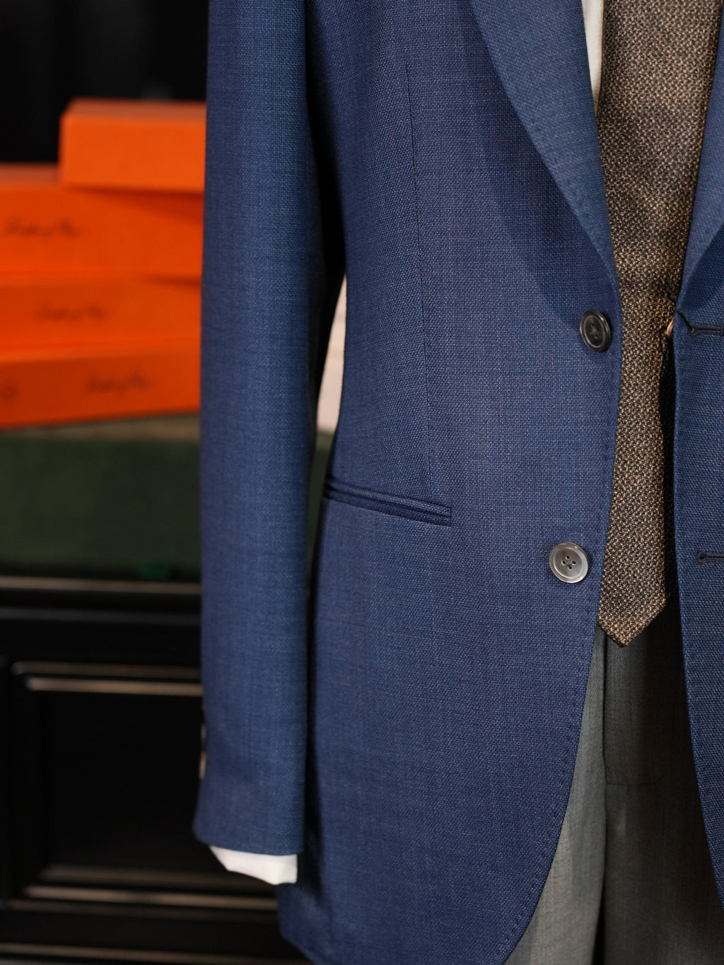 Men’s Solid Fine Worsted Wool Blazer, 100% Pure Italian Fine Wool Two-Button Business Sport Coat